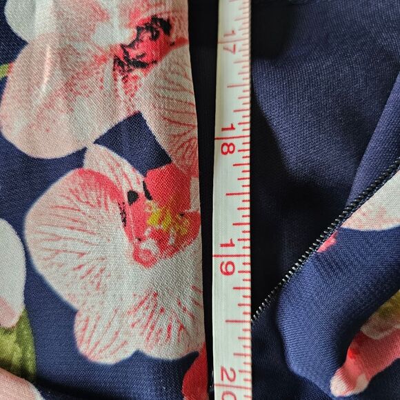 JH Jessica Howard Navy Floral Sleeveless Fit & Flare Pleated Neckline Fully Line - Picture 8 of 10